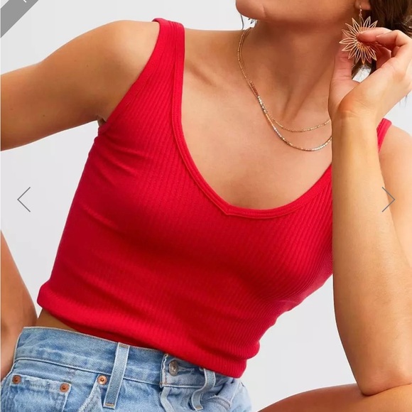 Free People ribbed brami top red M - Picture 2 of 9